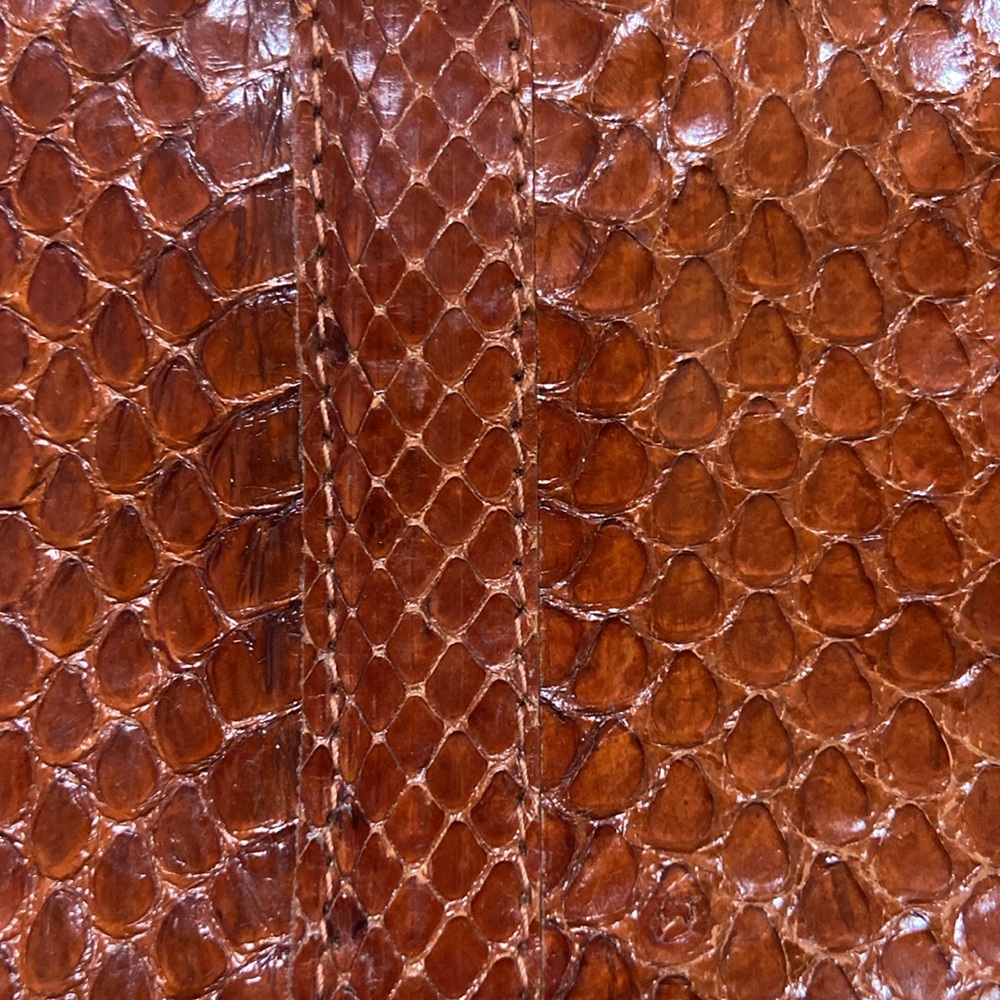 Vintage Small Dark Brown Snake Skin Evening Purse W/Thin Strap Metal hardware - Picture 3 of 12